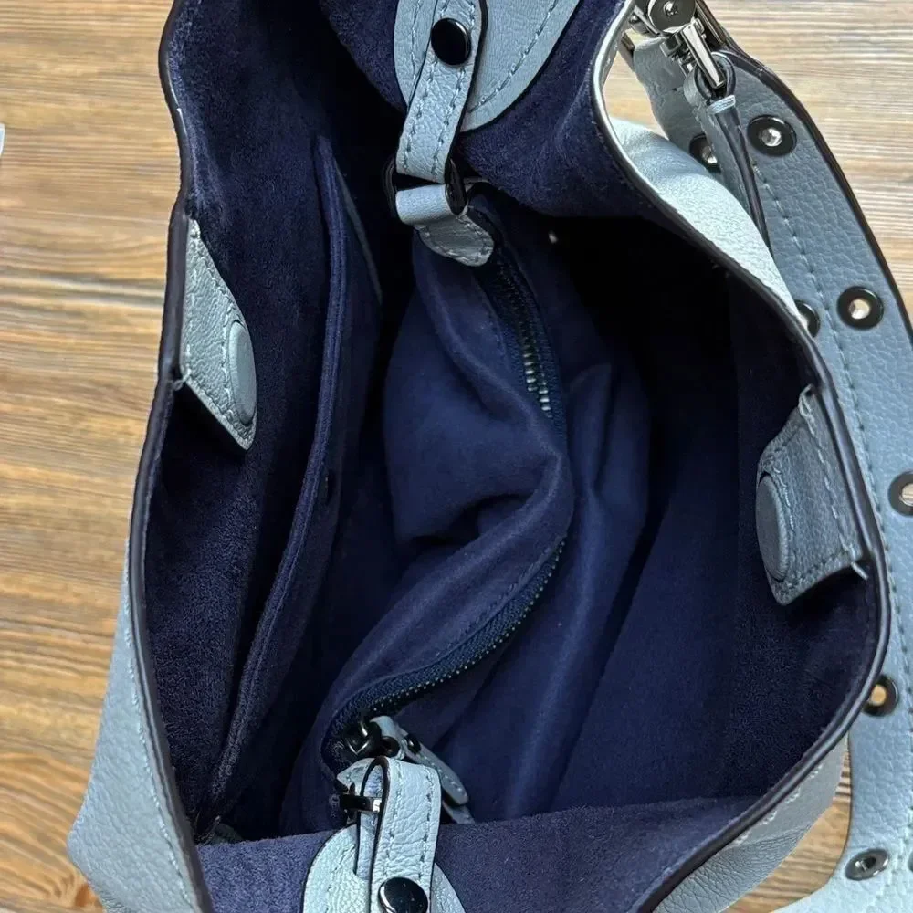 Kate Spade Bohemian Style Pebbled Gray Leather Shoulder Bag and Cross Body